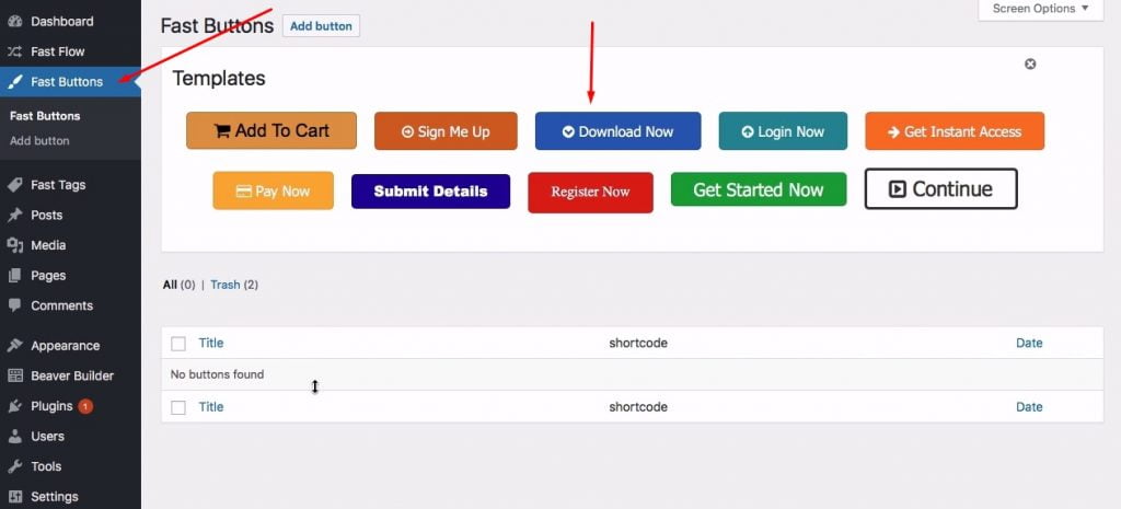 fast button dashboard