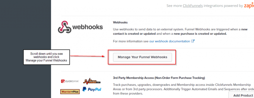 adding webhooks in clickfunnel 1